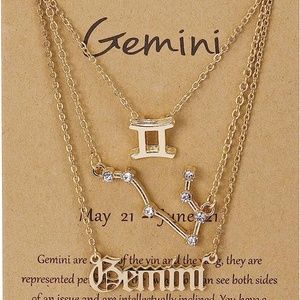 3pcs Gold Gemini Zodiac Sign Necklace